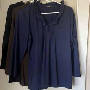 J.McLaughlin set of 3 Durham 3/4 ruffle top